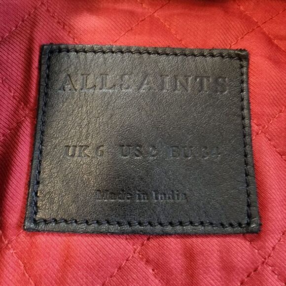 ALL SAINTS | RARE Gidley Leather Biker Jacket Sz 2 Black Studded Rocker Staple - Picture 9 of 13